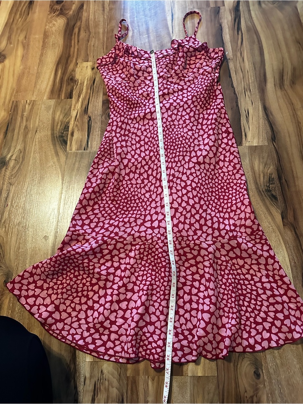 Jonathan Martin Pink Heart Print Midi Dress Women’s Size 11 Cowl Neck Valentines - Picture 6 of 8